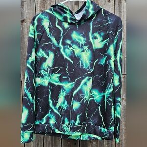 13/14Y, SHEIN Leap Crew Tween Boy Reflective Lightning Print Top & Pants PJ Set